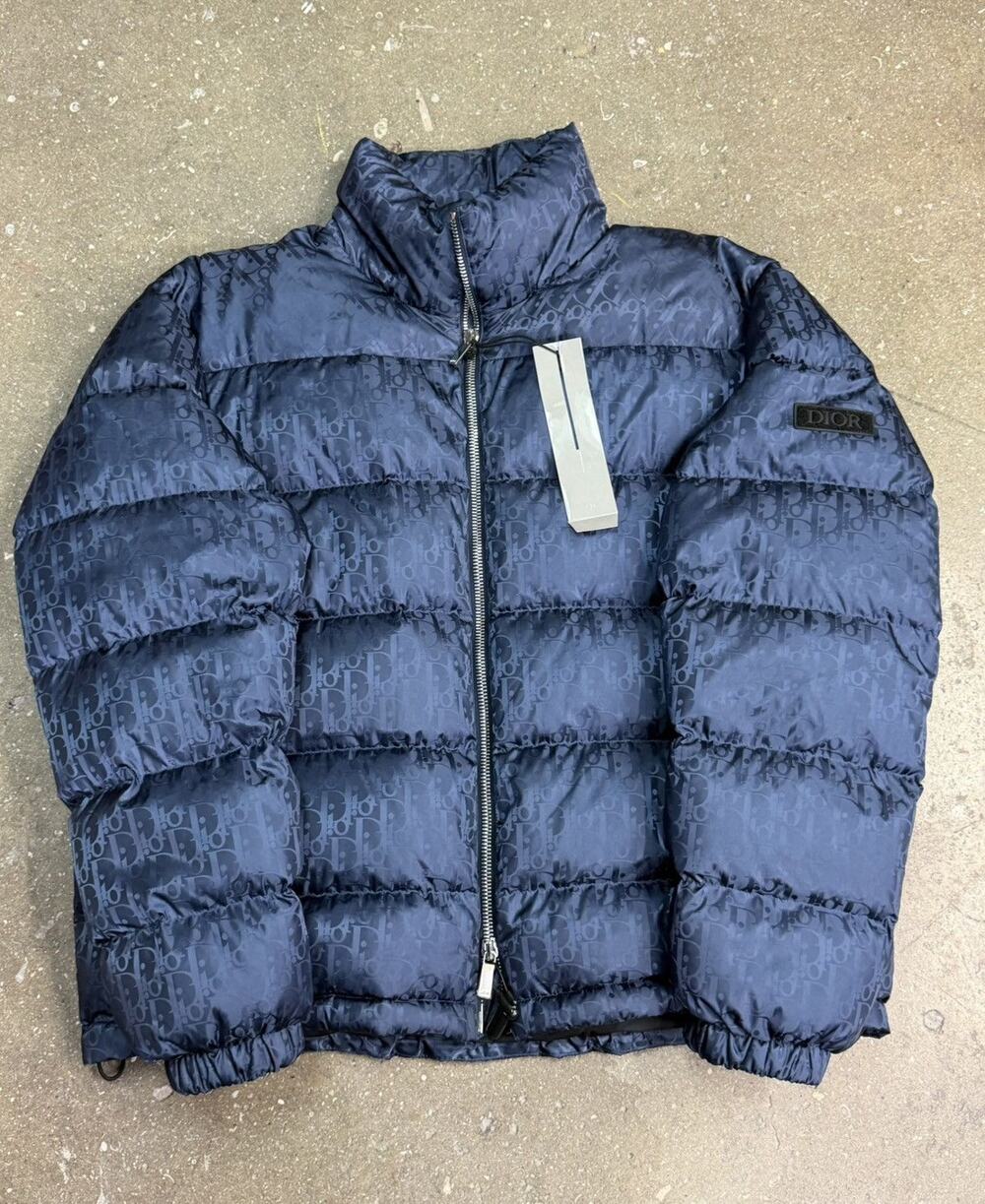 Dior Oblique Down Navy Blue Technical Jacquard Jacket